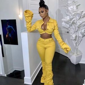 2pc bouncy pants and crop jacket